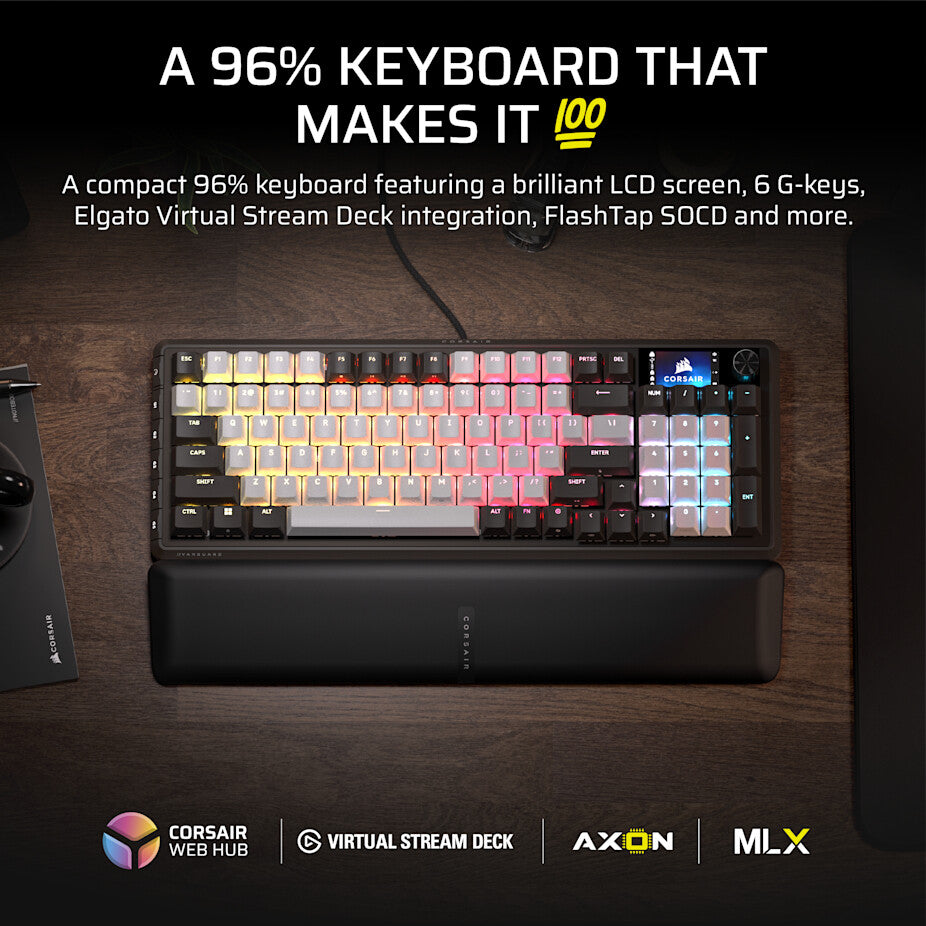 Corsair VANGUARD 96 keyboard Gaming USB QWERTY US English Black, White