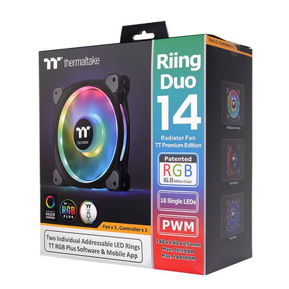 Thermaltake Riing Duo 14 LED RGB Premium Edition Computer case Fan Black