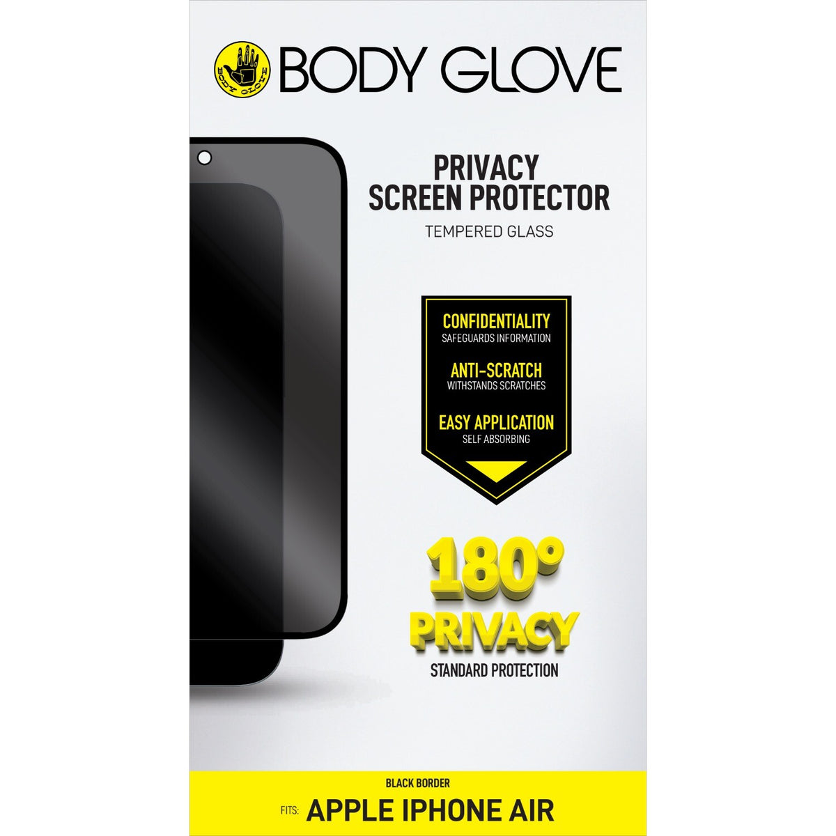 Bodyglove Body Glove Privacy Tempered Glass Screen Protector - Apple iPhone Air - Black Border