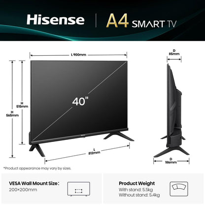 Hisense 40A4Q 101.6 cm (40") Full HD Smart TV Wi-Fi Black 200 cd/m²