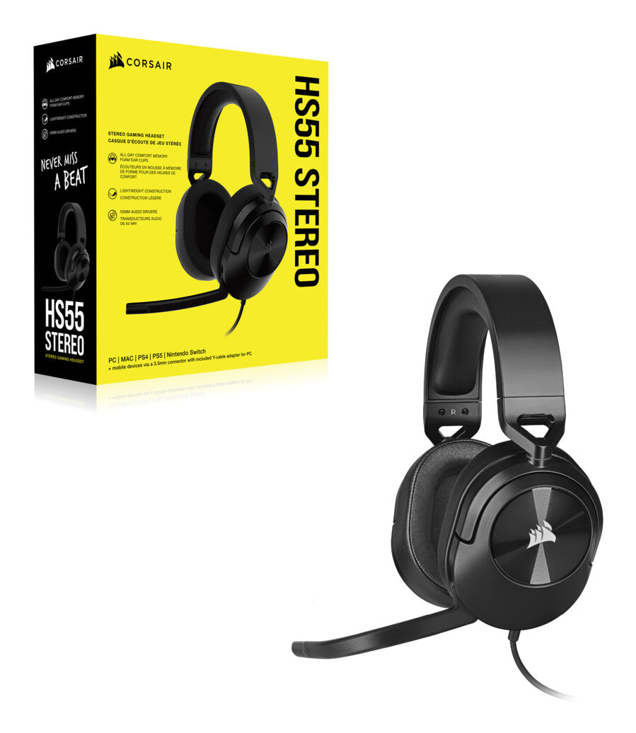 Corsair HS55 STEREO Headset Wired Head-band Gaming Carbon