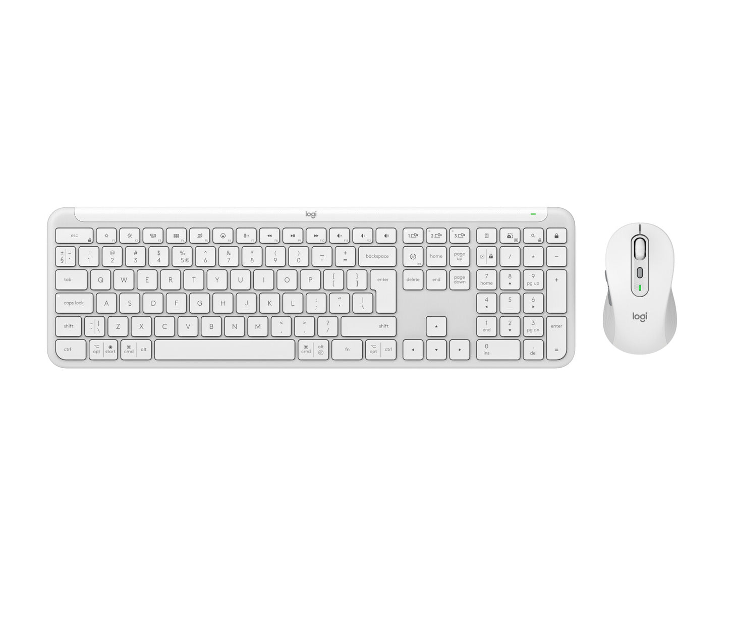 Logitech 920-012491 keyboard Mouse included Office RF Wireless + Bluetooth QWERTY US International White