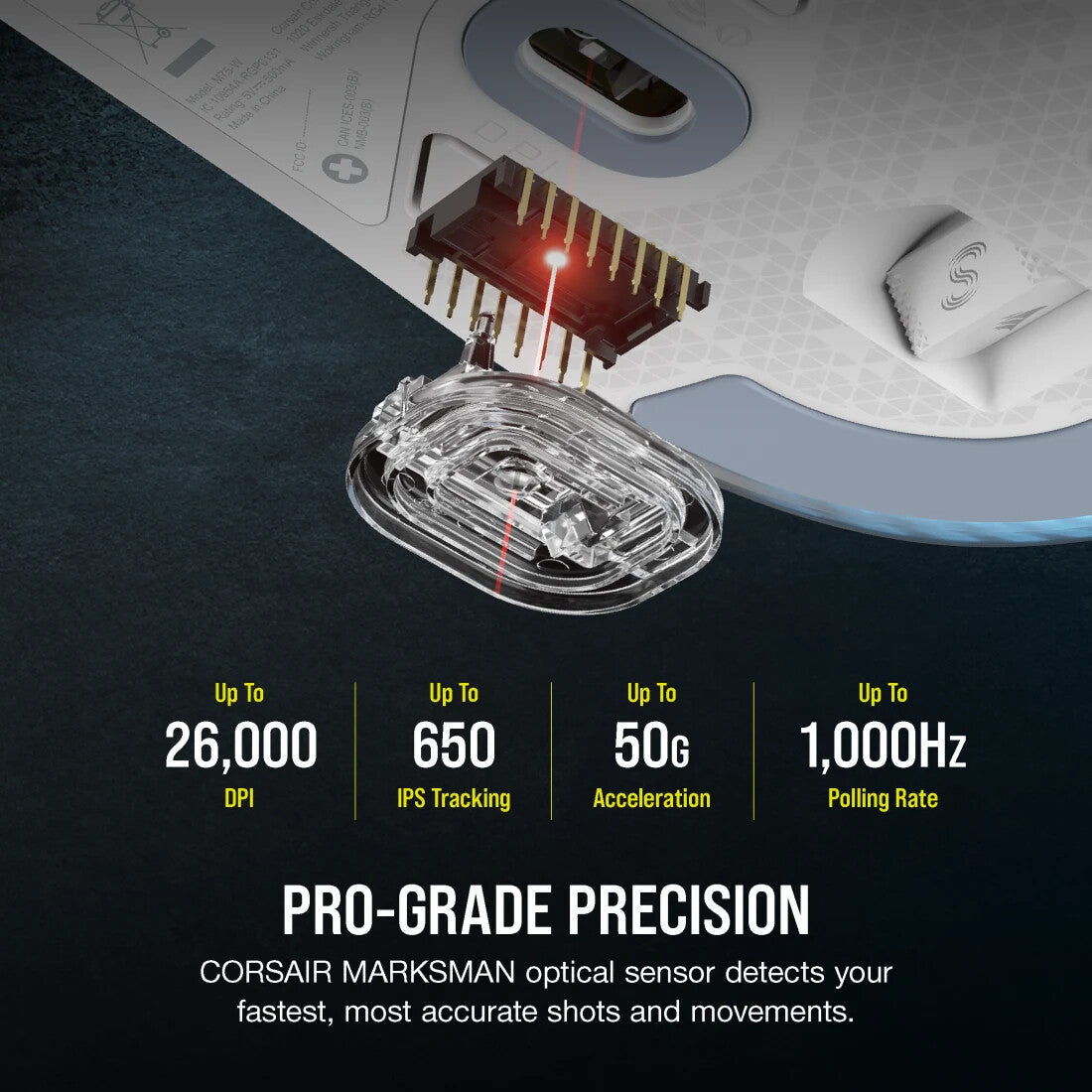 Corsair M75 WIRELESS RGB mouse Gaming Ambidextrous RF Wireless + Bluetooth + USB Type-A Optical 26000 DPI