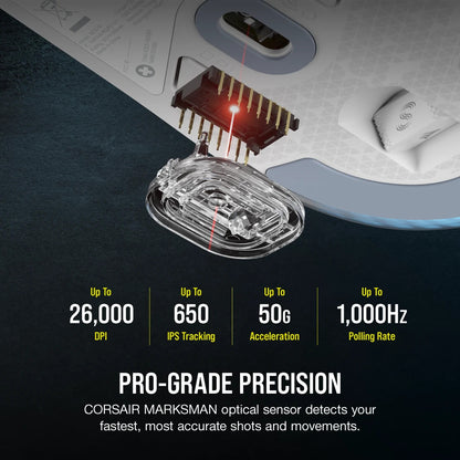 Corsair M75 WIRELESS RGB mouse Gaming Ambidextrous RF Wireless + Bluetooth + USB Type-A Optical 26000 DPI