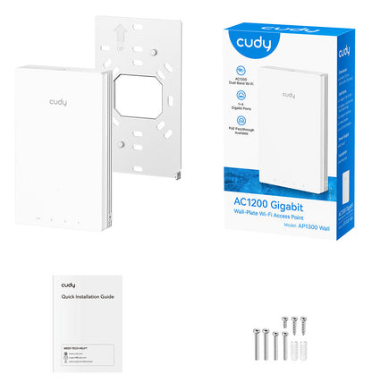 Cudy AC1200 Gigabit Wall-Plate Access Point 1167 Mbit/s White Power over Ethernet (PoE)