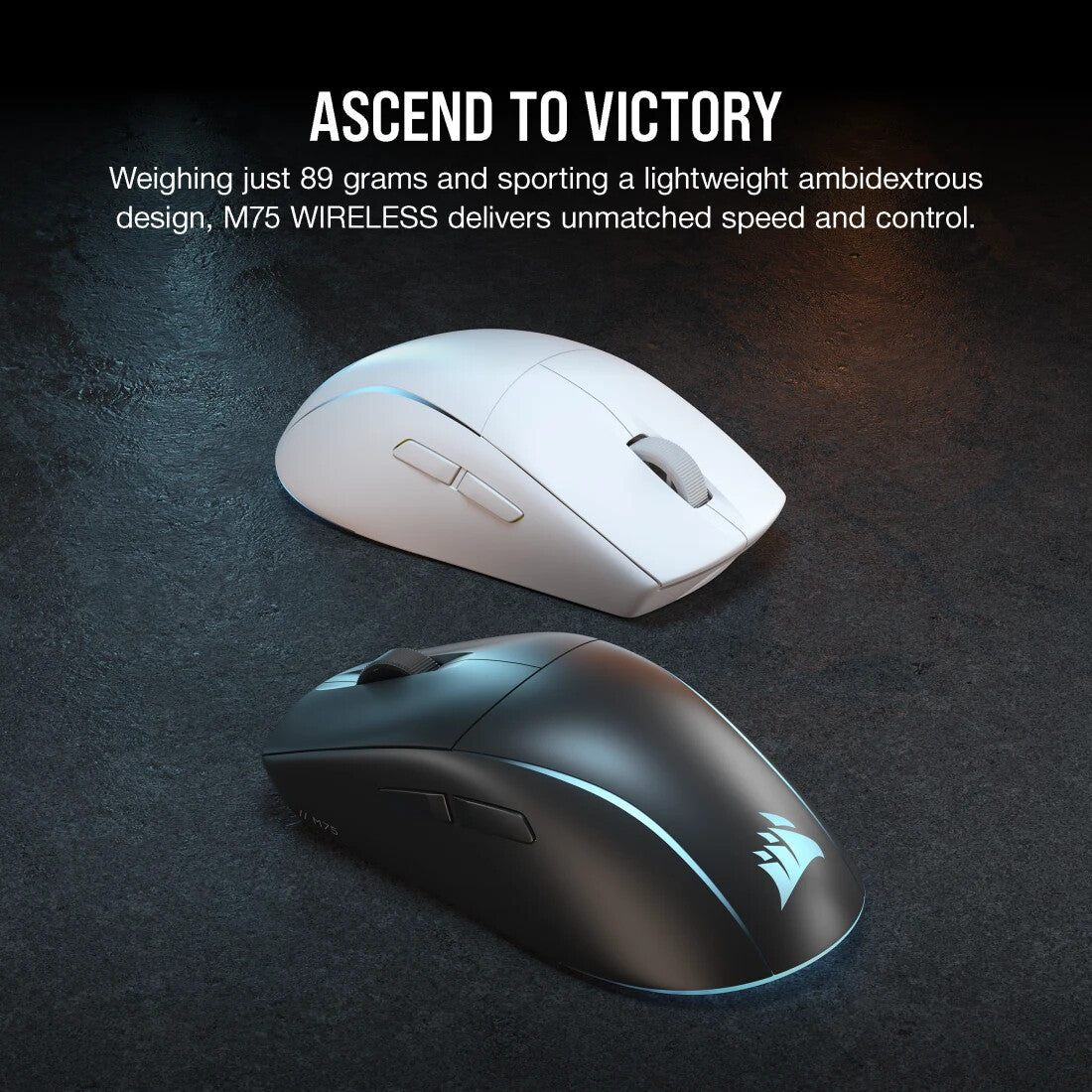 Corsair M75 WIRELESS RGB mouse Gaming Ambidextrous RF Wireless + Bluetooth + USB Type-A Optical 26000 DPI