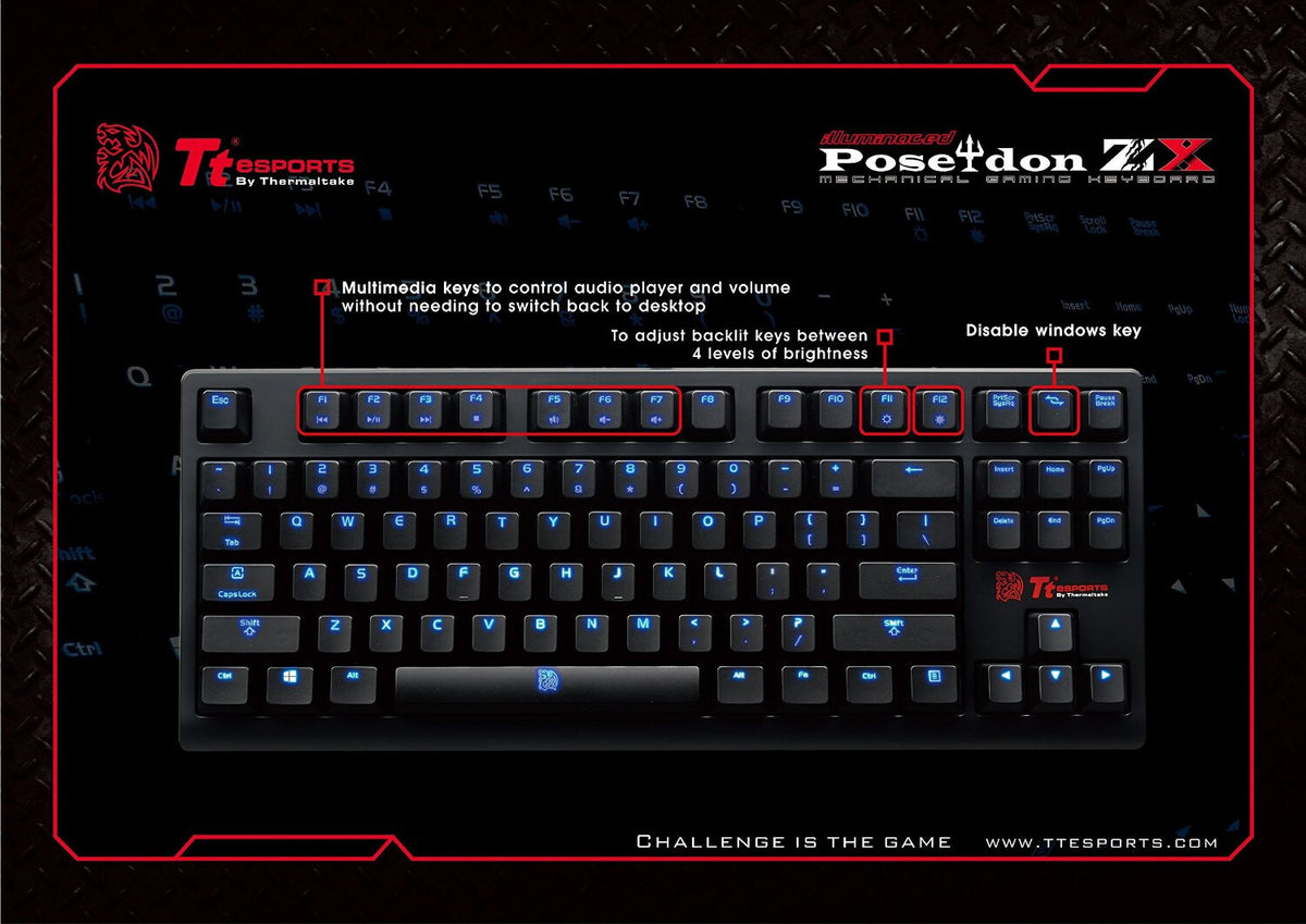 Thermaltake POSEIDON ZX keyboard Gaming USB QWERTY Black