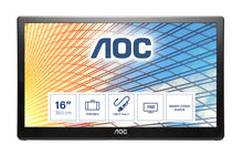 AOC E1659FWU portable TV/monitor Black 39.6 cm (15.6") 1366 x 768 pixels