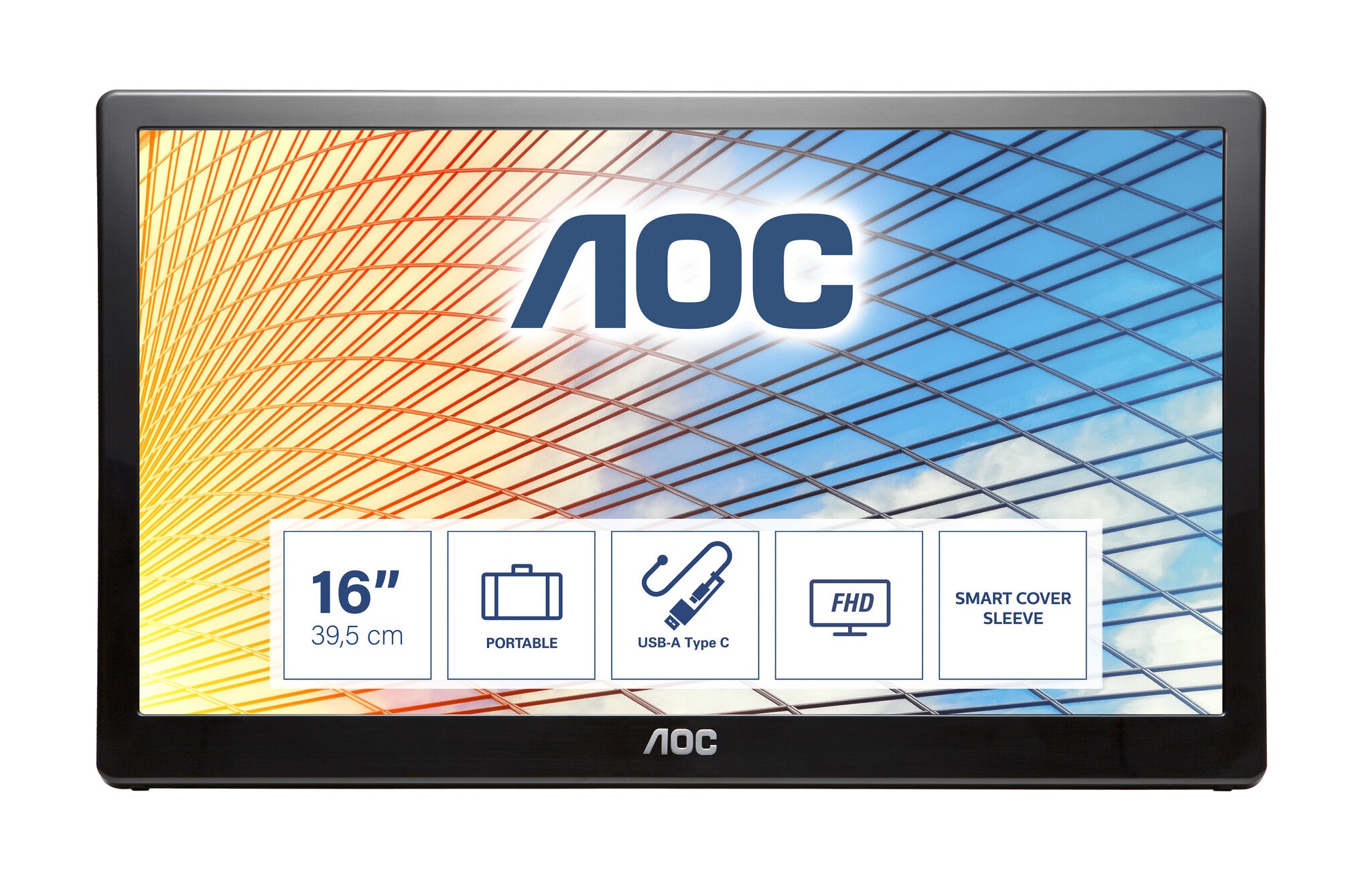 AOC E1659FWU portable TV/monitor Black 39.6 cm (15.6") 1366 x 768 pixels