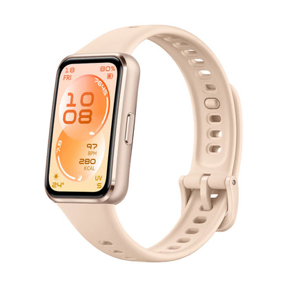 Huawei 1.62 AMOLED colour Screen/ 286x482 pixels/ PPI 347/ Beige Fluoroelastomer Strap/ length:120mm-190mm/ 5 ATM/ NO GPS/ 2.4GHz  BT6.0 and BLE.5V/1A/ 55020GUM