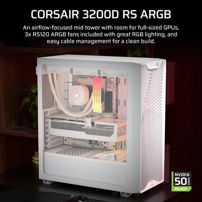 Corsair Midi Tower 3200D RS ARGB PC Case White