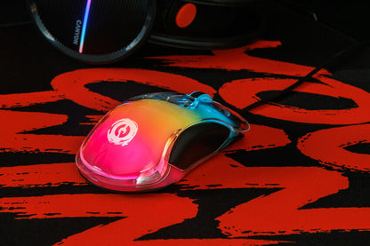 Canyon Braver GM-728, Optical Crystal gaming pel?, Instant 825, ABS material, huanuo 10 million cycle switch, 1.65M TPE cable with magnet ring, weight: 114g, Size: 122.6*66.2*38.2mm, Juodas mouse