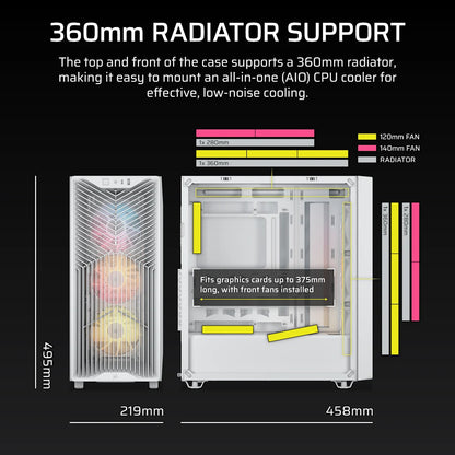 Corsair Midi Tower 3200D RS ARGB PC Case White