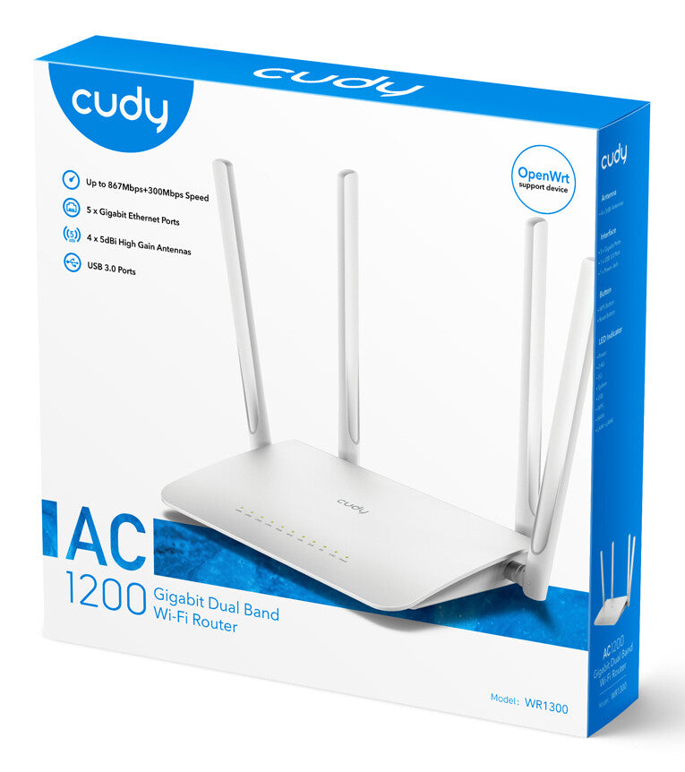 Cudy WR1300 wireless router Gigabit Ethernet Dual-band (2.4 GHz / 5 GHz) White