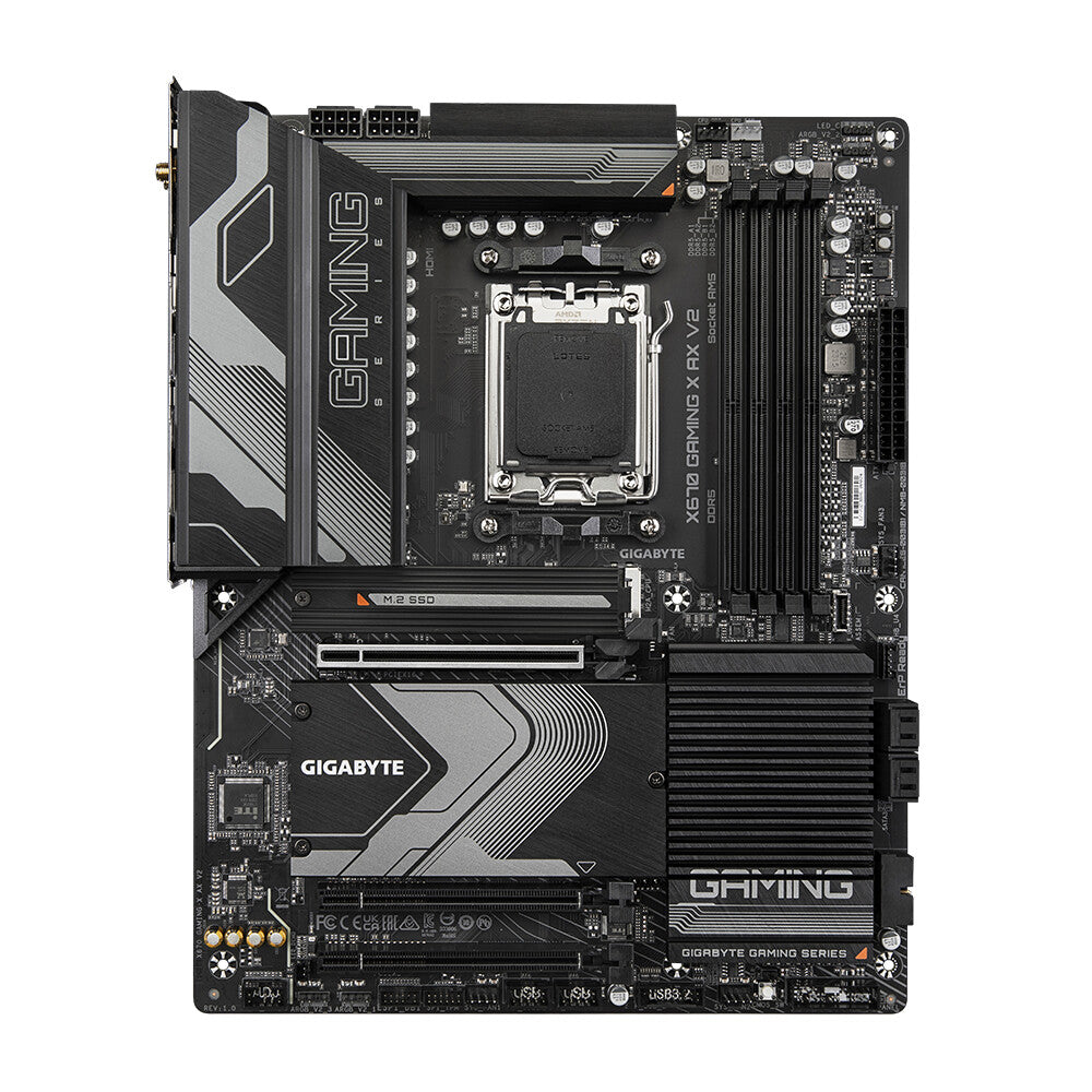 Gigabyte X670 GAMING X AX V2 Motherboard - Supports AMD Ryzen 7000 CPUs, 16+2+2 phases VRM, up to 8000MHz DDR5 (OC), 4xPCIe 4.0 M.2, Wi-Fi 6E, 2.5GbE LAN, USB 3.2 Gen 2