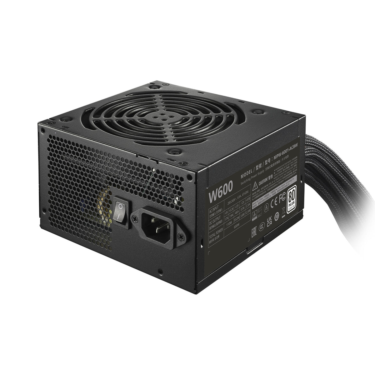 Cooler Master ELITE NEX White 600 230V Black Mesh Cable