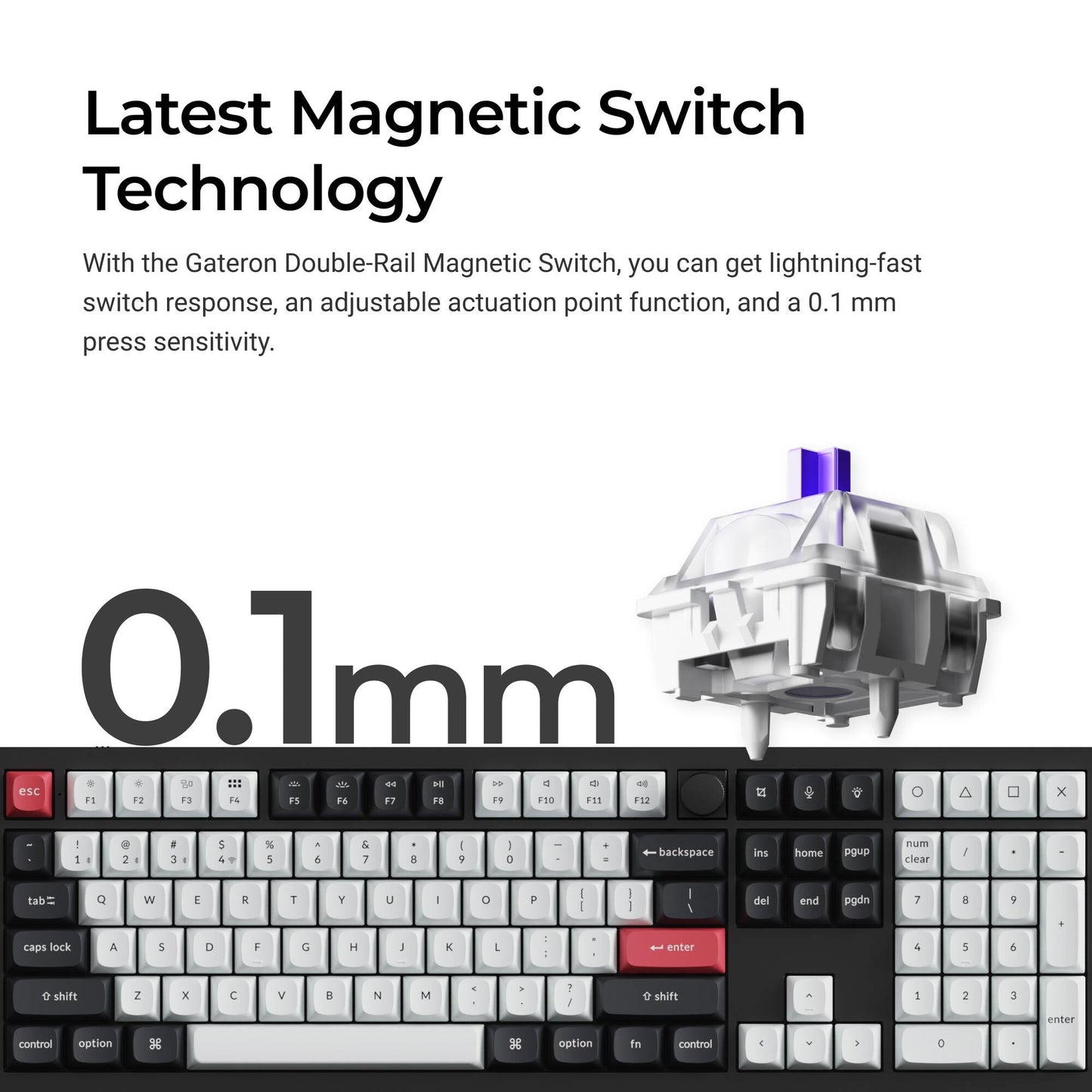 Keychron Q6 HE QMK keyboard Universal USB + RF Wireless + Bluetooth QWERTY White