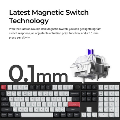 Keychron Q6 HE QMK keyboard Universal USB + RF Wireless + Bluetooth QWERTY White
