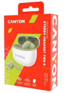 Canyon CNS-TWS5GR headphones/headset Wireless In-ear Calls/Music/Sport/Everyday USB Type-C Bluetooth Green, White