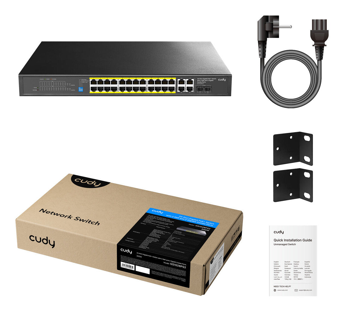 Cudy GS1028PS2 network switch Gigabit Ethernet (10/100/1000) Power over Ethernet (PoE) Black