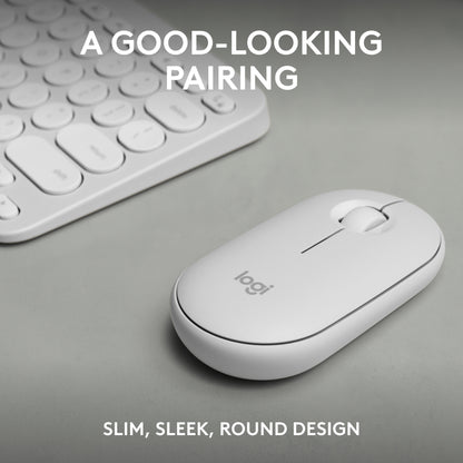 Logitech 920-012240 keyboard Mouse included Universal RF Wireless + Bluetooth QWERTY US International White