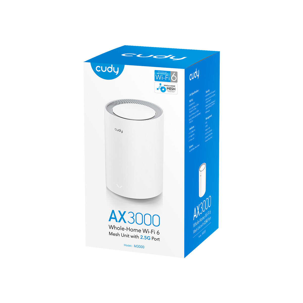 Cudy AX3000 Wi-Fi 6 Mesh 2.5G Solution Dual-band (2.4 GHz / 5 GHz) Wi-Fi 6 (802.11ax) White Internal