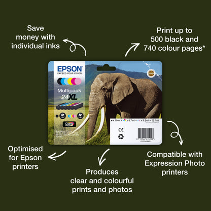Epson Elephant 24 Claria Photo HD Single Light Magenta Ink