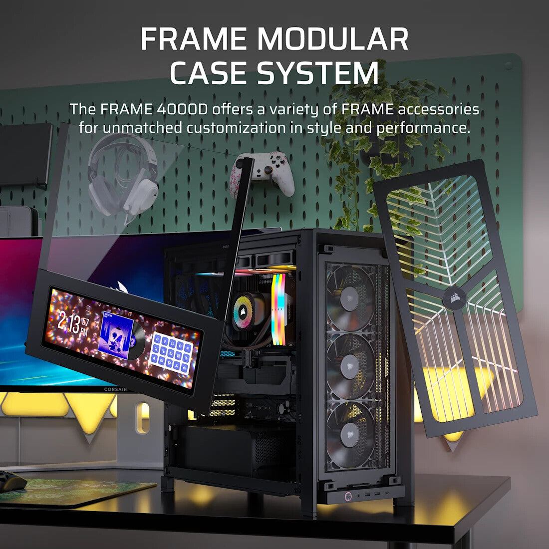 Corsair FRAME 4000D WOOD RS Midi Tower Black, Wood