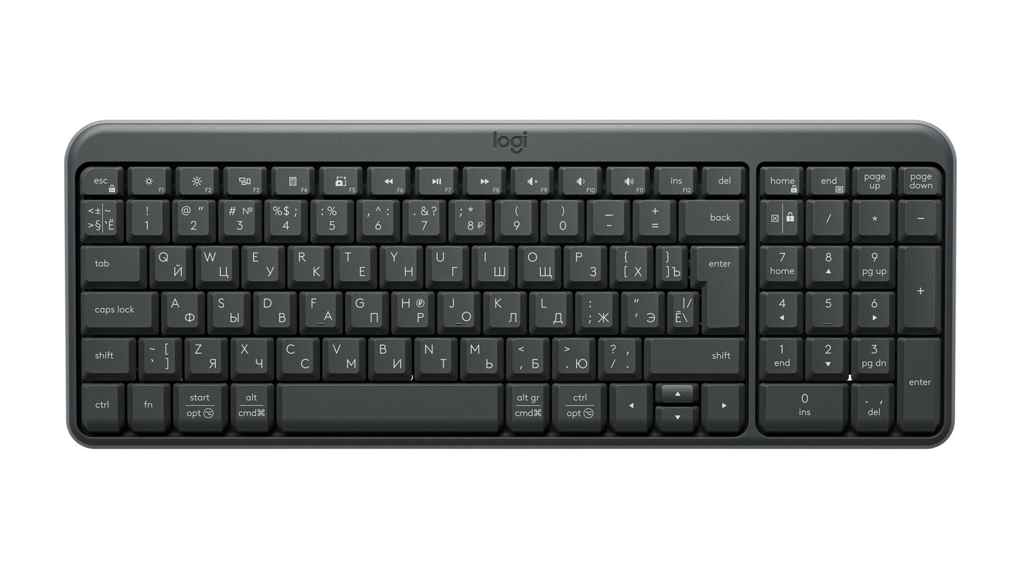 Logitech 920-013451 keyboard RF Wireless + Bluetooth US International Graphite
