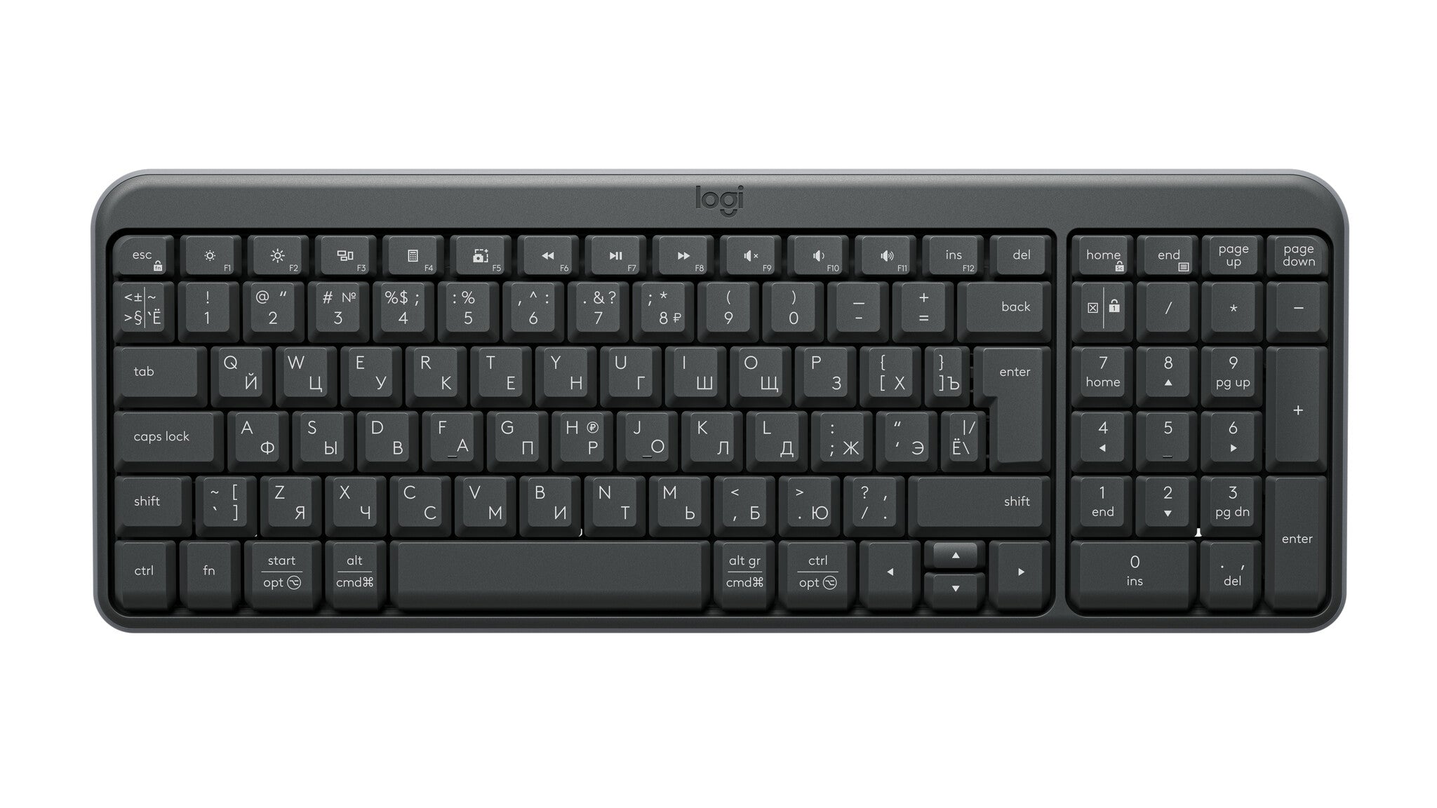 Logitech 920-013451 keyboard RF Wireless + Bluetooth US International Graphite