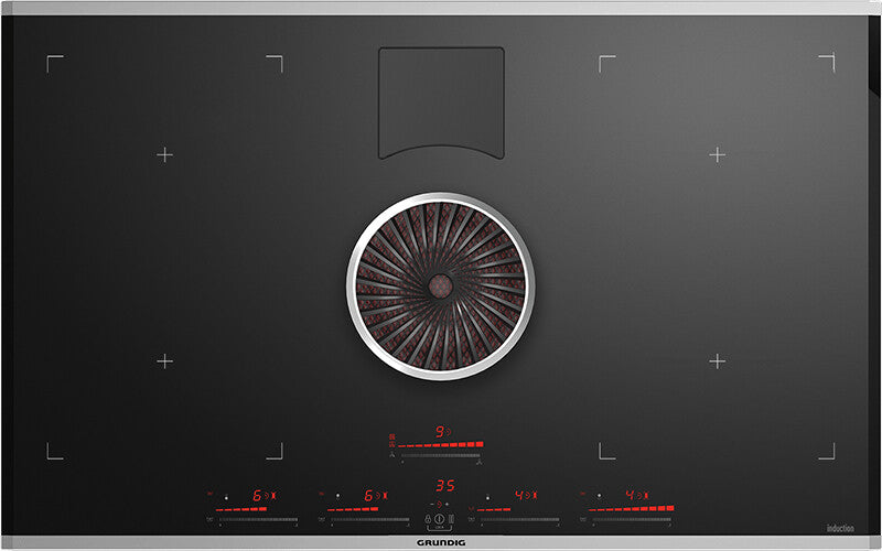 Grundig GIEH 824470 X hob Black, Stainless steel Built-in 83 cm Zone induction hob 4 zone(s) Built-in hood
