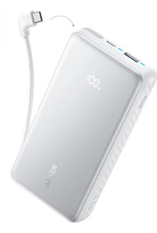 Anker Zolo Power Bank, 10,000mAh Portable Charger 22.5W Output with Built-in USB-C Cable, Black