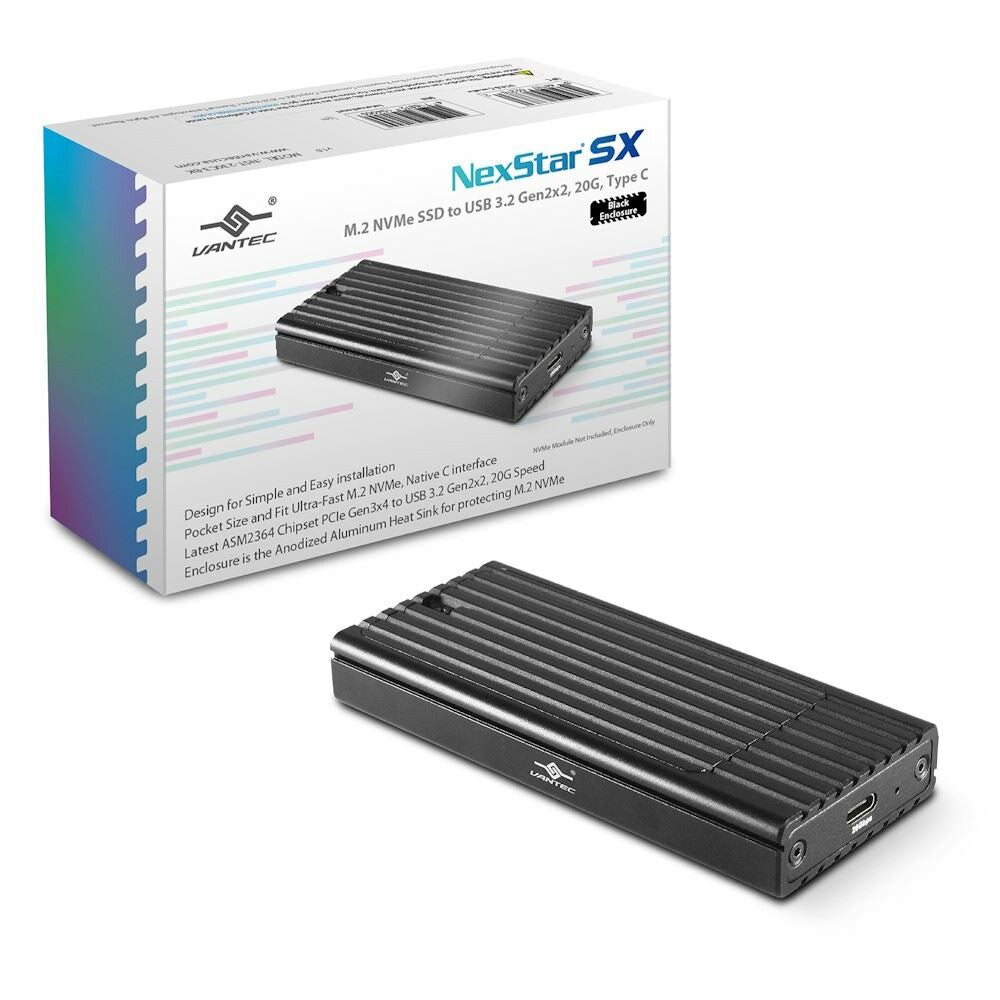 Vantec NST-230C3-BK storage drive enclosure SSD enclosure Black M.2
