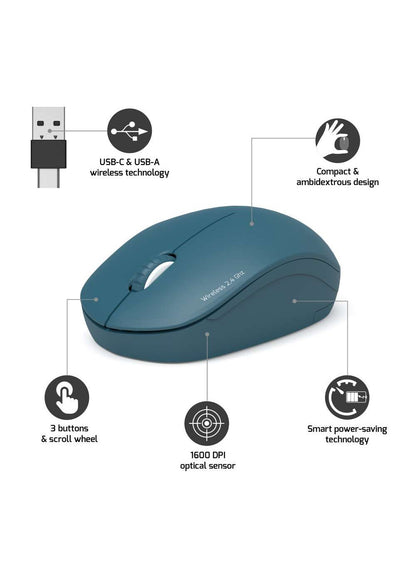 Port Designs 900545 mouse Office Ambidextrous RF Wireless Optical 1600 DPI