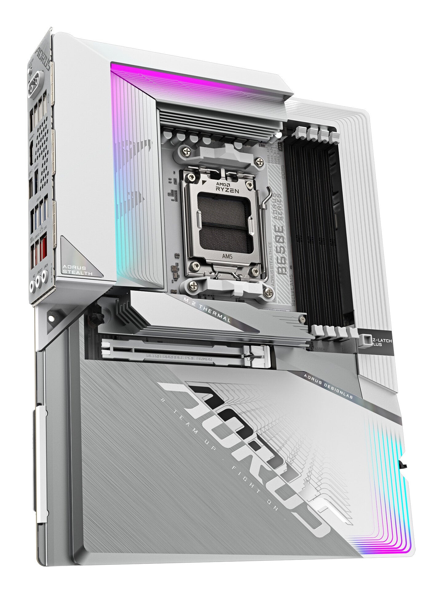 GIGABYTE B650E AORUS STEALTH ICE Motherboard - AMD Ryzen 9000 Series CPUs, 12+2+2 Phases VRM, up to 8000MHz DDR5 (OC), 1xPCIe 5.0 + 2xPCIe 4.0 M.2, 2.5GbE LAN, WIFI 7, USB 3.2 Gen 2x2