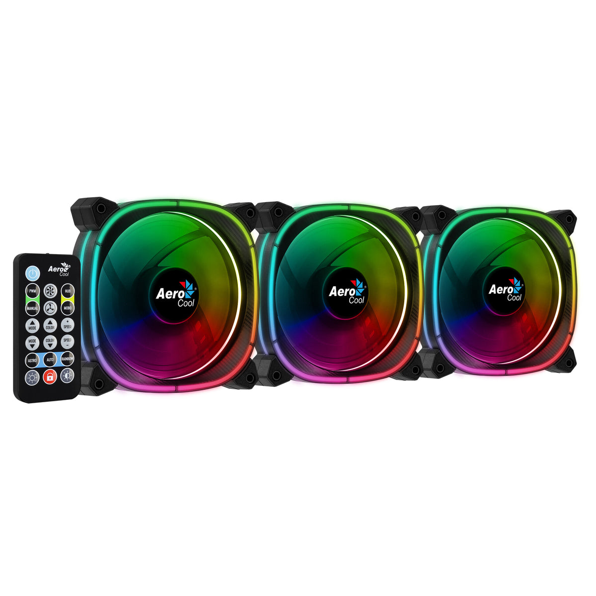 Aerocool ASTRO12PRO Kit 3 Fans PC 12cm LED RGB Antivibration Remote Control