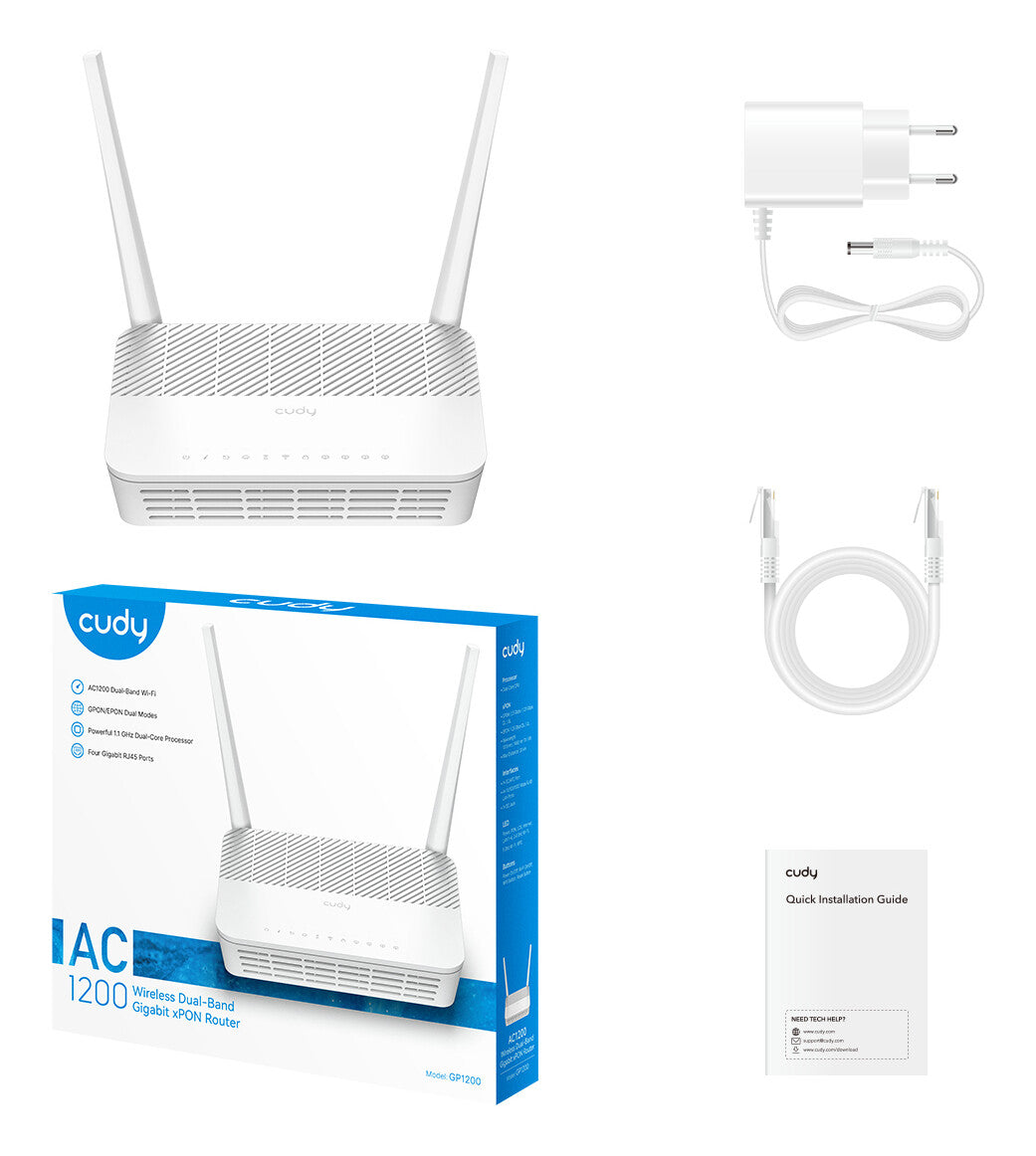 Cudy GP1200 wireless router Gigabit Ethernet Dual-band (2.4 GHz / 5 GHz) White