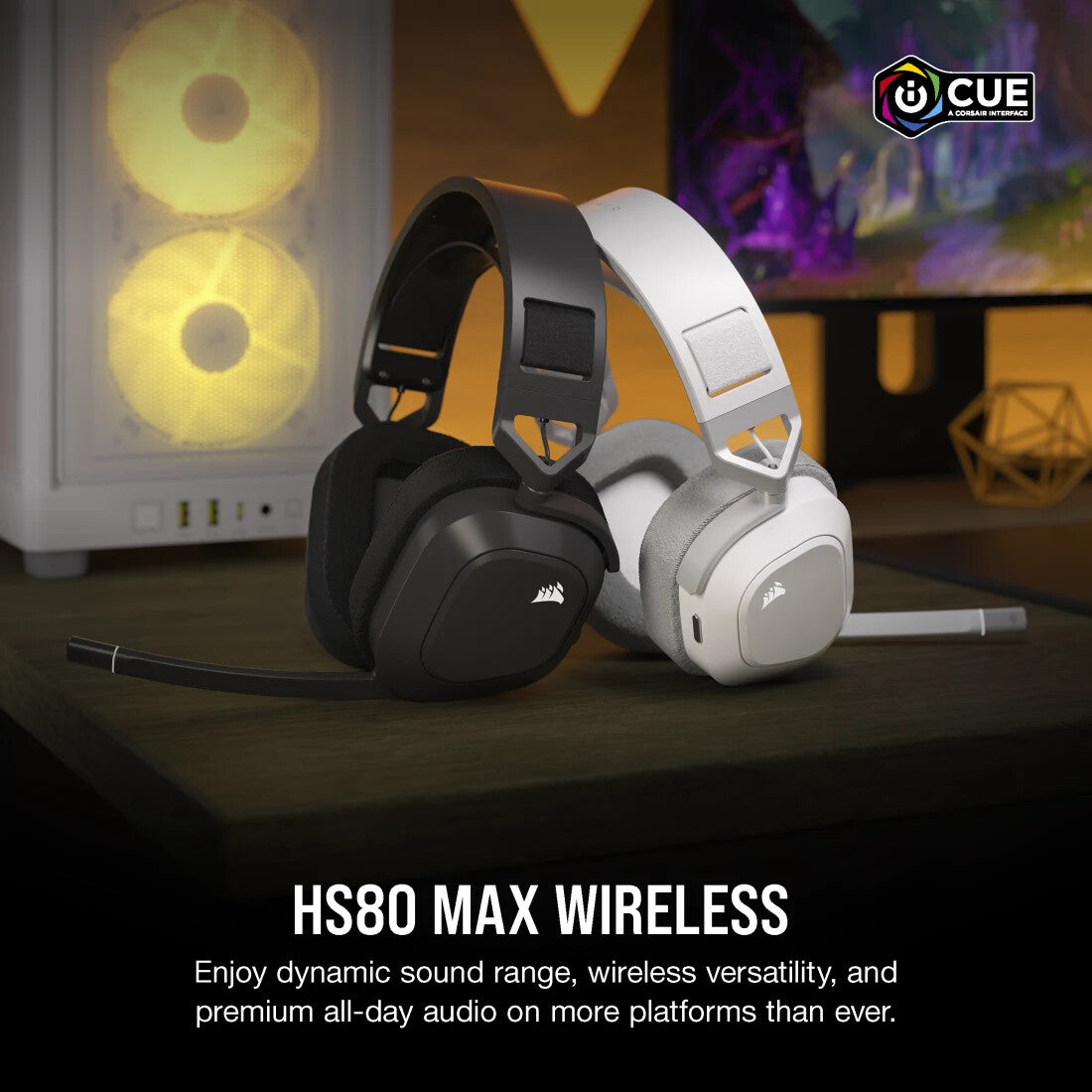 Corsair HS80 MAX Headset Wireless Head-band Gaming USB Type-C Bluetooth White