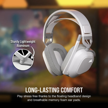 Corsair HS80 MAX Headset Wireless Head-band Gaming USB Type-C Bluetooth White
