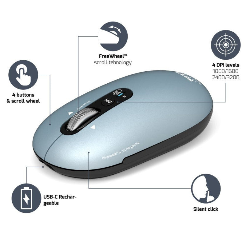 Port Designs 910500 mouse Universal Ambidextrous Bluetooth Optical 3200 DPI