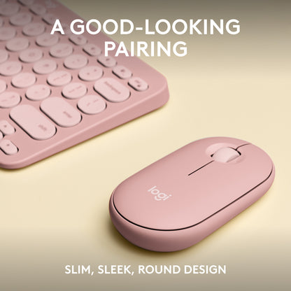 Logitech 920-012241 keyboard Mouse included Universal RF Wireless + Bluetooth QWERTY US International Pink