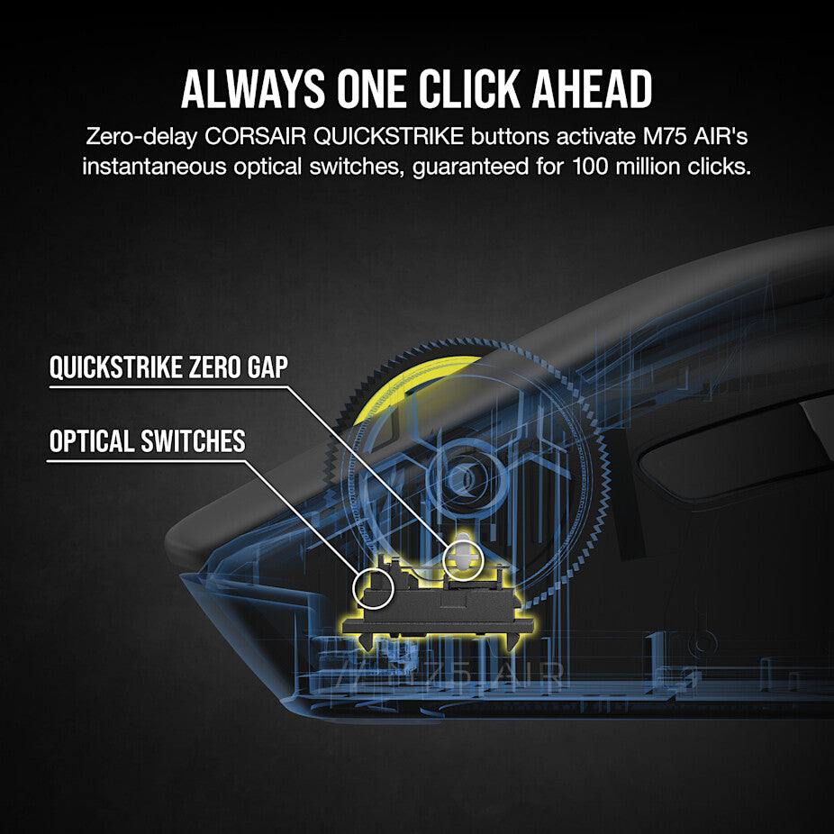 Corsair M75 AIR WIRELESS mouse Gaming Right-hand RF Wireless + Bluetooth Optical 26000 DPI