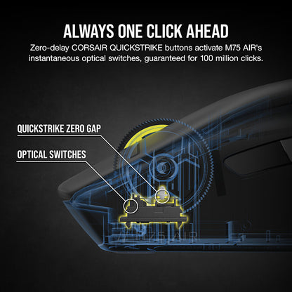 Corsair M75 AIR WIRELESS mouse Gaming Right-hand RF Wireless + Bluetooth Optical 26000 DPI