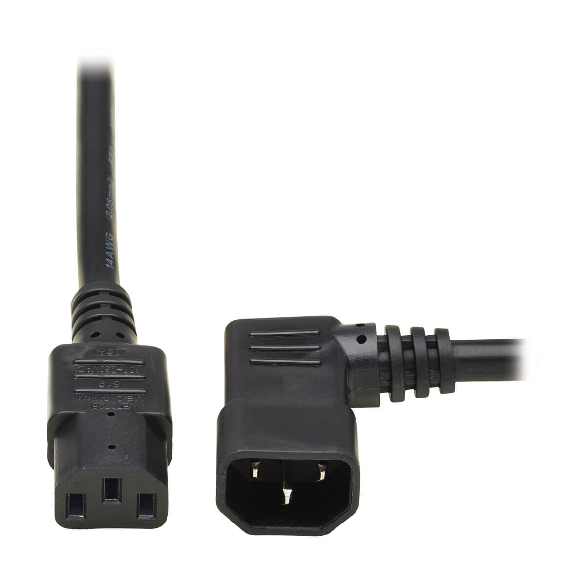 Tripp Lite P005-006-14RA Heavy-Duty PDU Power Cord, C13 to Right-Angle C14 - 15A, 250V, 14 AWG, 6 ft. (1.83 m), Black