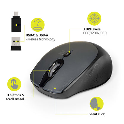 Port Designs PORT Connect MOUSE OFFICE PRO SILENT WIRELESS - BLACK Mouse