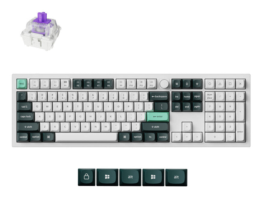 Keychron Q6 HE keyboard Gaming USB + RF Wireless + Bluetooth QWERTY Dark Green, White