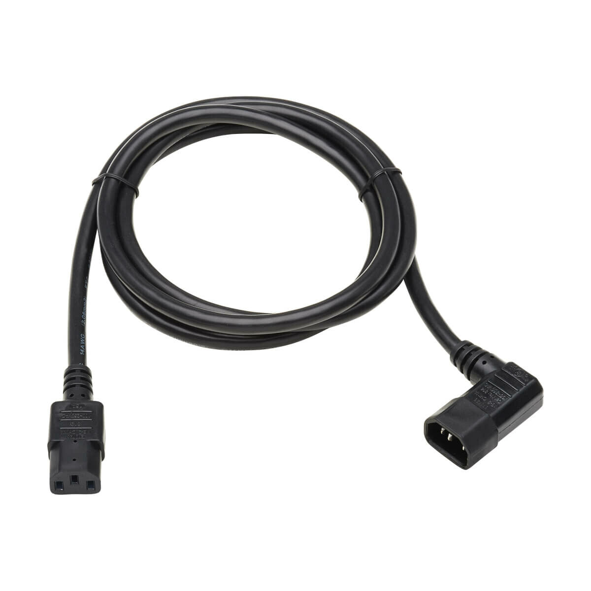 Tripp Lite P005-006-14RA Heavy-Duty PDU Power Cord, C13 to Right-Angle C14 - 15A, 250V, 14 AWG, 6 ft. (1.83 m), Black