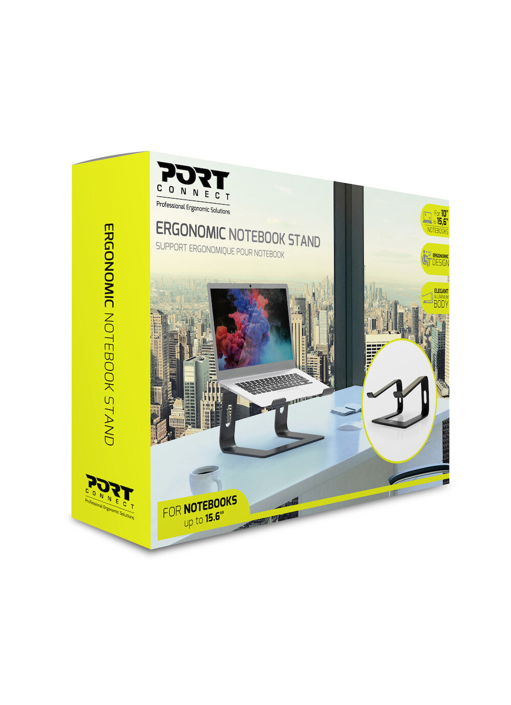 PORT Designs 901103 laptop stand Aluminium, Black 39.6 cm (15.6")