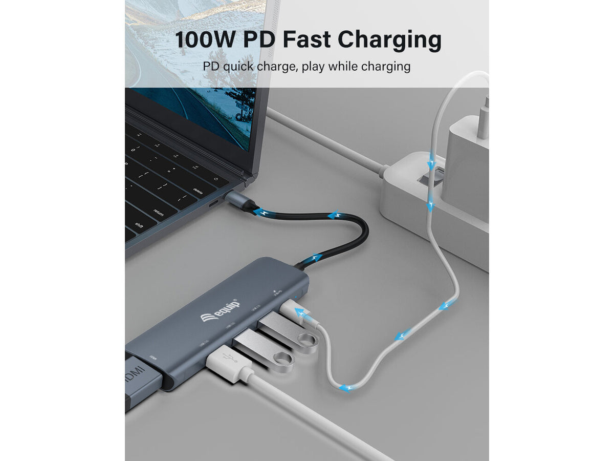 Equip USB-C 5 in 1 MULTIFUNCTIONAL Adapter, HDMI, USB 3.2 GEN1, 100W USB PD