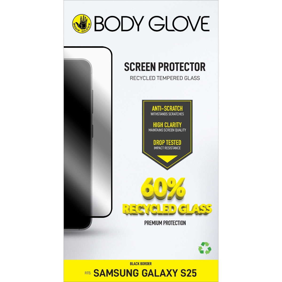 Bodyglove Body Glove Recycled Tempered Glass Screen Protector - Samsung Galaxy S25 - Black Border